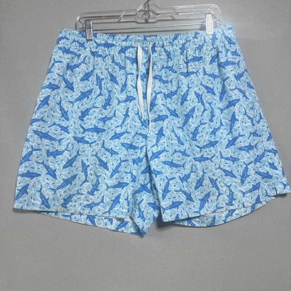 Chubbies Shorts Mens 2XL Blue Sharks Ocean Allover Print Swim Trunks